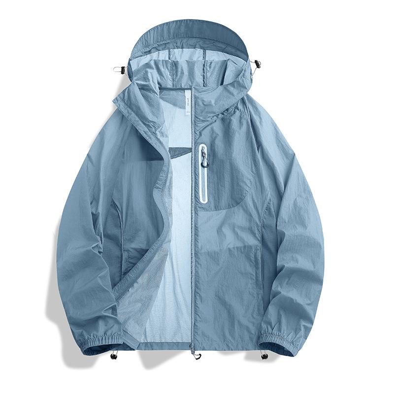 Men's and women's sunscreen clothing print outdoor hooded light skin clothing summer ice silk UV protection fishing clothing