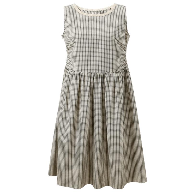 Women s 100% Cotton Plaid Sleeveless Maxi Dress L
