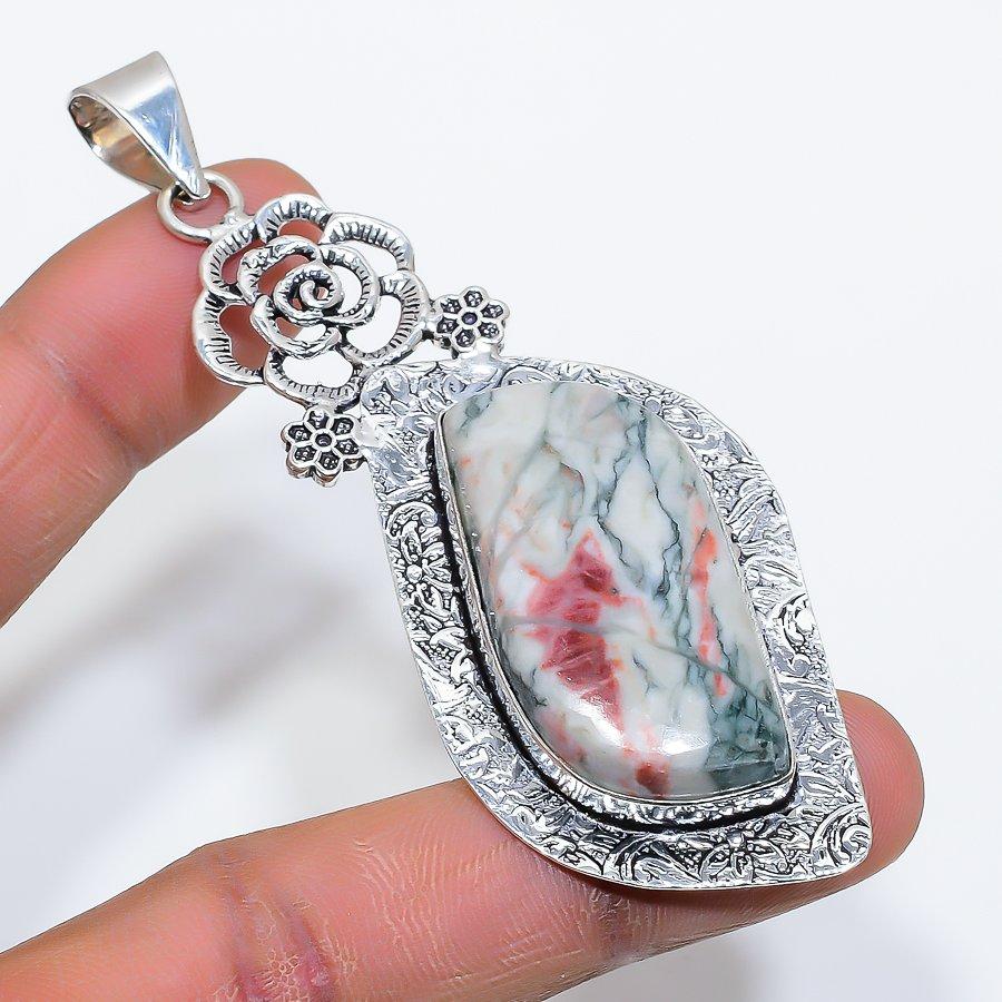 

Pinolith Gemstone Handmade 925 Sterling Silver Jewelry Pendant 3.35 SU-9981