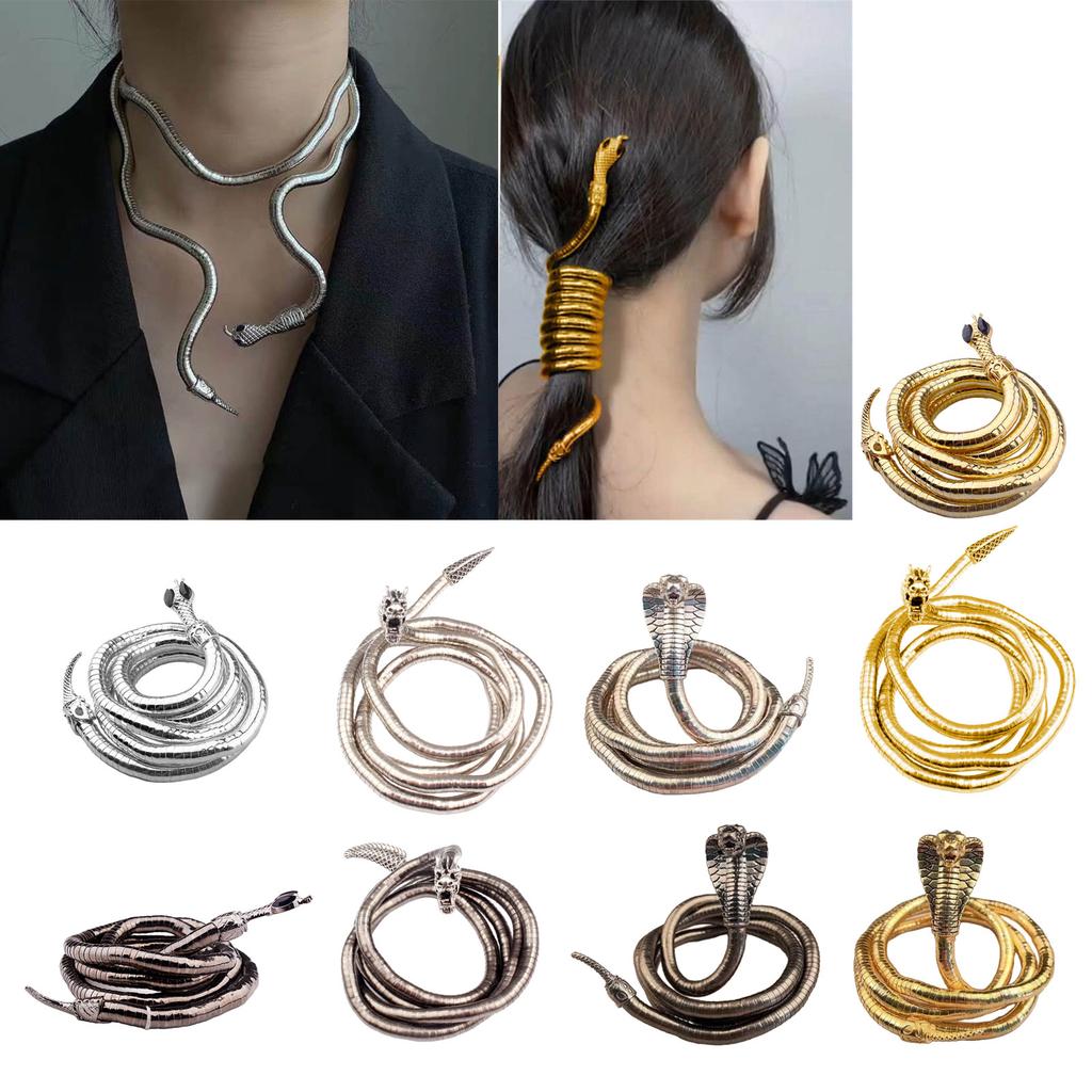 Punk Schlangen Choker Einzigartiges Biegbares Schlangenarmband Flexibles Mehrschichtiges Metallschlangen Halsband Armband Schmuck für Frauen