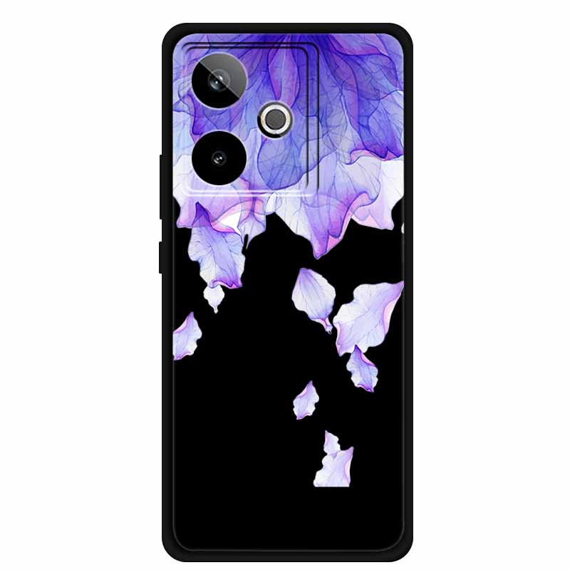 For Realme GT7 GT 7T Case Cute Floral Retro Black Silicone Soft Case Back Cover for Realme GT 7 TPU Funda For Realme GT 7T Coque