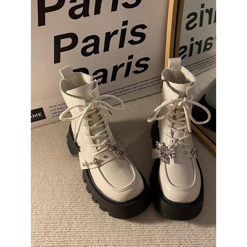 

Ботинки Martin от Spice Girl Niche Design Sense of Metal Butterfly, женская новая ретро-корейская версия ботинок All The Platform Ankle Boots 39 бежевый