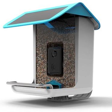 Solar Powered Outdoor Smart AI Recognition Bird Feeder with Camera небесно-голубой