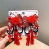 Hair Accessories Children New Year Hairpin Hanfu Headdress Red Bow Hair Clip  Children