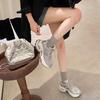 Autumn new heightened platform dad shoes 2025 summer new silver and white breathable mesh casual sports shoes women