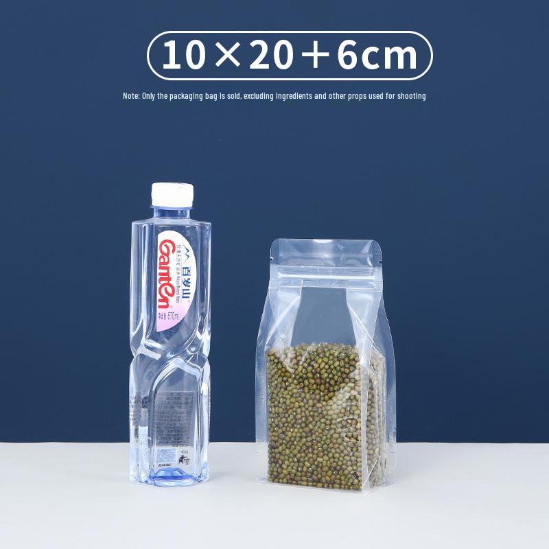 

Матовый стоячий пакет с восьмишовным запаиванием и ручкой для орехов и чая - Прозрачный и с возможностью повторного запаивания.