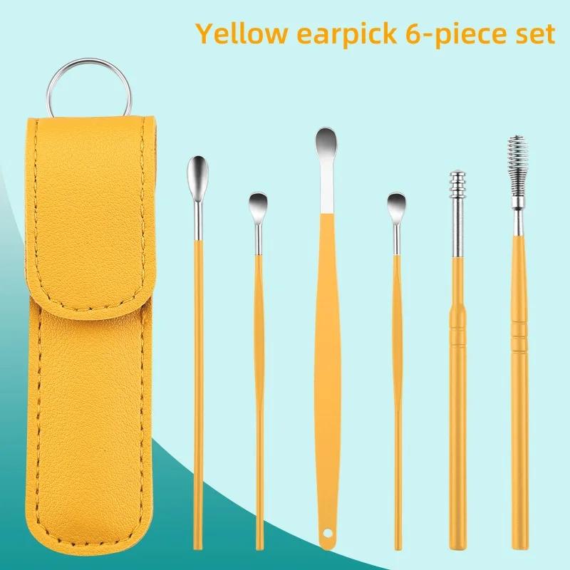 Wholesale Ear Cleaning Tool Stainless Steel Ear Pick Kit &1Pc Storage Bag Earwax Remover Tool