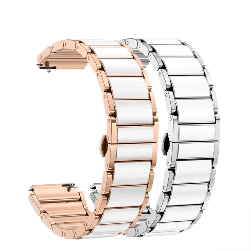 18mm Ceramics Bracelet Strap For Garmin Forerunner 255S/265S Music, Venu 2S/3S, Vivoactive 4S/Vivomove 3S Butterfly Buckle Replacement Wristband Belt