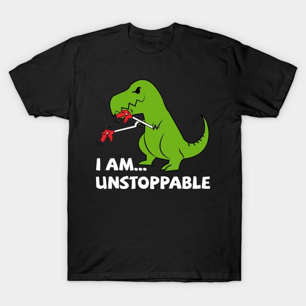 Men Black Print T-shirt Unstoppable T-Rex Dinosaur Funny Grabber Arms No-Cut Transfer Paper Print Cotton Tshirt S