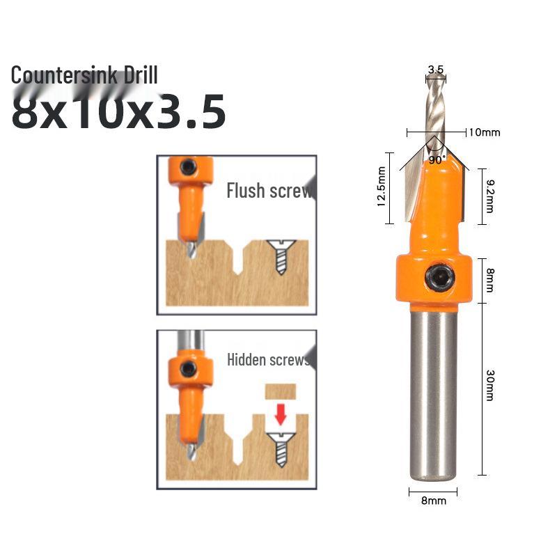 Woodworking Alloy Head Countersink & Step Drill for Self-Tapping Screws