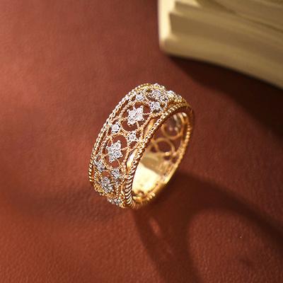 Ιταλικό Bratti Woven Gold Carving Craft Δαχτυλίδι δαντέλας κούφης μπάλας κατάλληλο για κοσμήματα μόδας για καθημερινά γυναικεία πάρτι