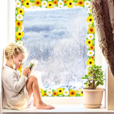 Sunflower Bulletin Board Border Roll Self-Adhesive Classroom Decor Floral Trim for Blackboard Whiteboard DIY Wall Decal