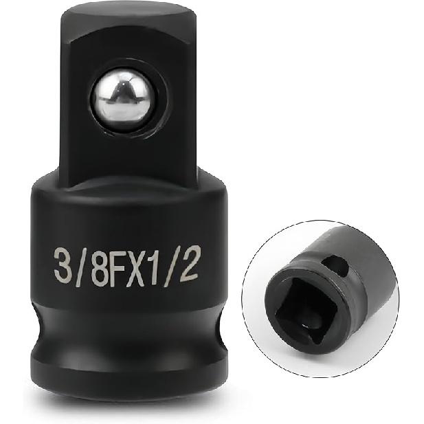 

1 Drive (Female) x 1/2 (Male) Impact Socket Reducer, CR-MO Steel, Compatible with Air Impact Wrenches, Breaker Bars, Ratchets 3/8 (F) x 1/2 (M)