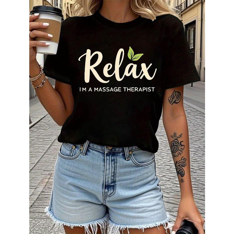 Women s Plus Size Massage Therapist T-Shirt - Green Spa Lettering & Massage Logo Design - Soft Stretchy Crew Neck Short Sleeve Top S чёрный