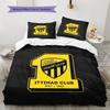 Al-Ittihad FC Pattern Bedding,Quilt Set Quilt Cover Pillowcase Home Birthday Gift(1 * Duvet Cover + 2 * Pillowcase, Without Core)