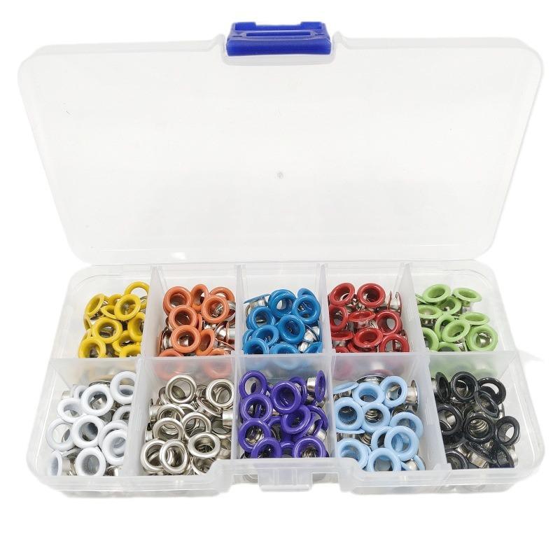 406 Pieces 5mm Eyelet Buckle Punching Pliers Colorful Leather Fabric Bag Wallet Eyelet Punching Tool Set