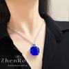 Luxury Full Diamond Royal Sapphire Set Chain Dress Dress Dinner Earrings Bridal Wedding Jewelry Ring Color Treasure Set
