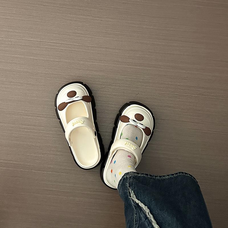 

Platform sandals beach bag head half slippers women wear spring new comfortable cute hole shoes 39-40