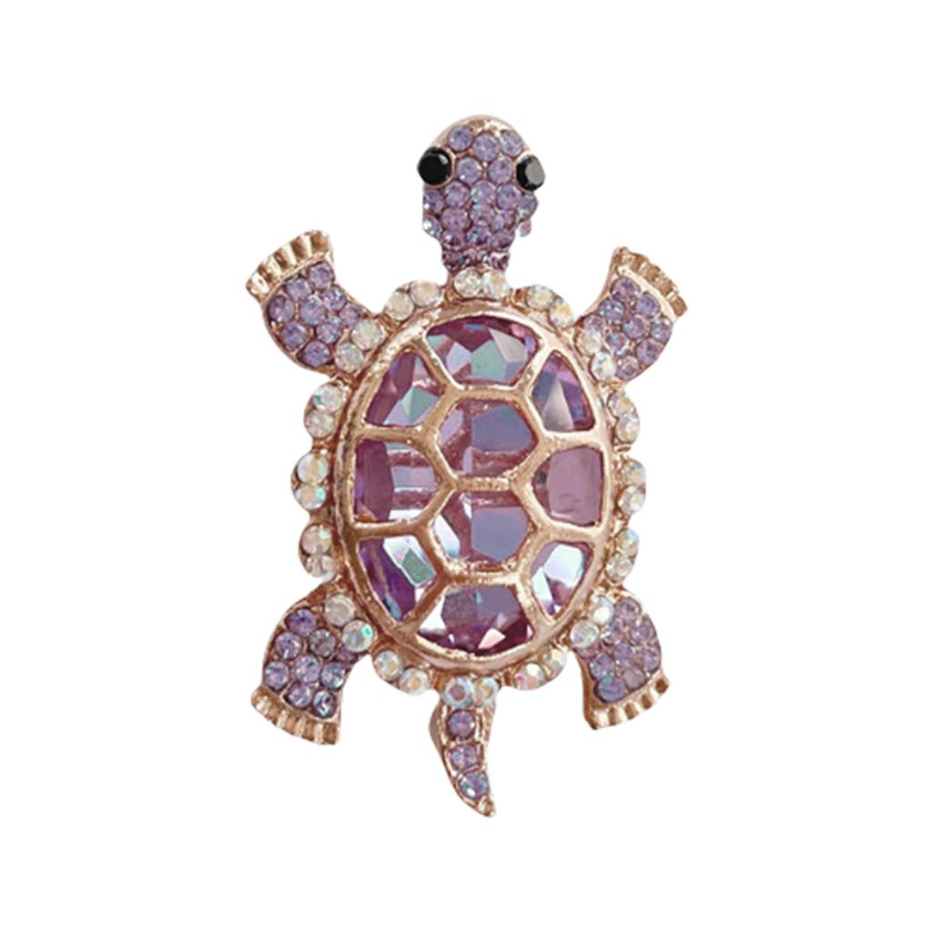 Crystal Studded Turtles Brooch With Secure Clasp Hypoallergenically Alloy Lapel Pin Jewelry For Parties Travel Gifts