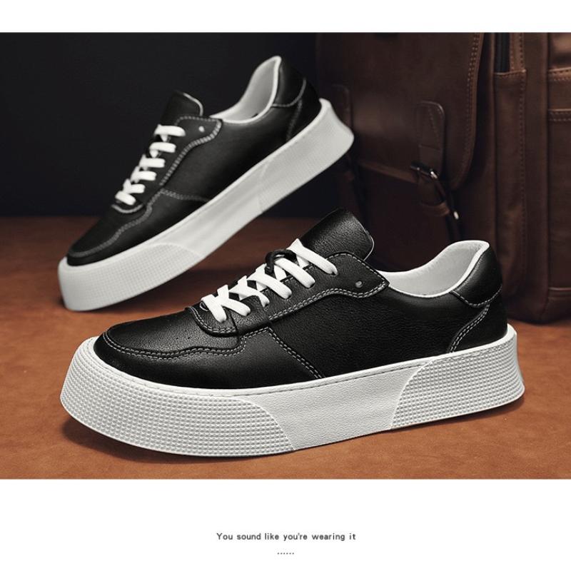 Men Vulcanized Shoes Autumn New Breathable Versatile Casual Leather Thick Soled Wear Resistant Thick Soled Sports Shoes for Men