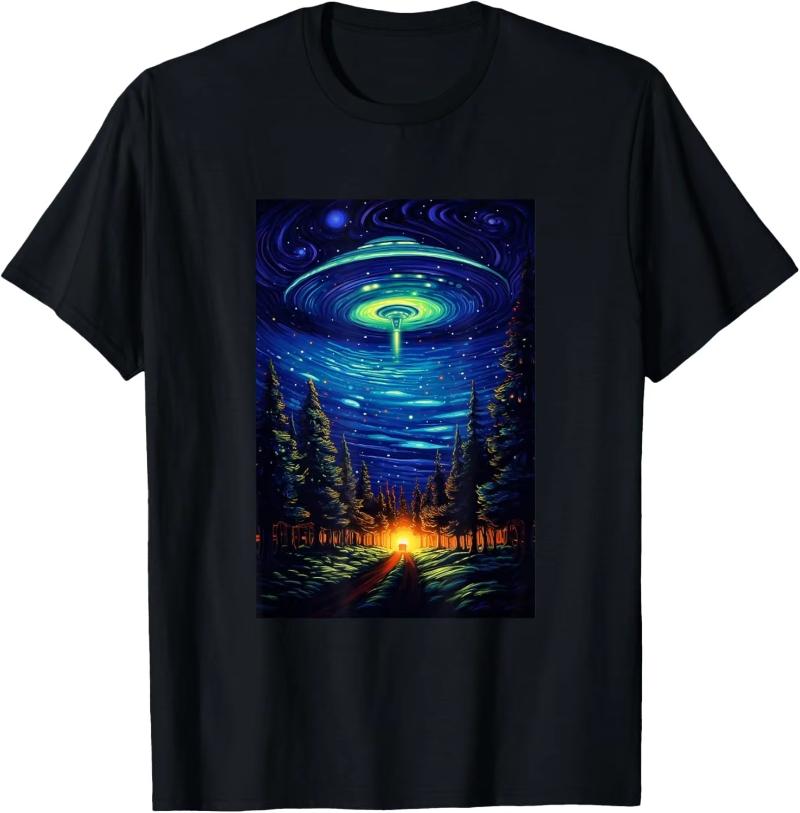 Aliens UFO Egyptian Pyramids | Science Fiction T-Shirt Custom Printed Graphic T Shirts Y2k Funny Shirt Camisas Streetwear