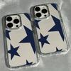 Blue five pointed star pattern phone case suitable for iPhone17 16 15 14 13 12 11Pro/Max/Plus anti drop and shockproof backcover