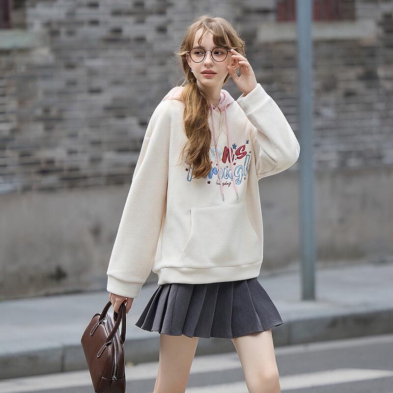 TonLion Women's Color-block Hooded Letter Sweatshirt