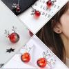 Schöne Elch-Ohrstecker Silber Ohrstecker zur Dekoration 3 Paar Rotes Weihnachtsdesign
