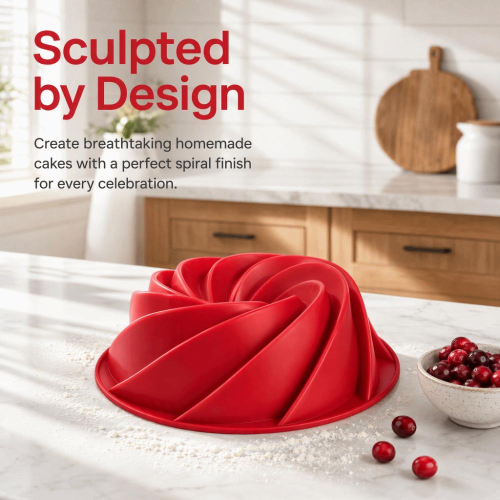 Silicone Spiral Cake Pan Non-Stick Round Baking Pan Reusable Fluted Bundt Pan DIY Pastry Dessert