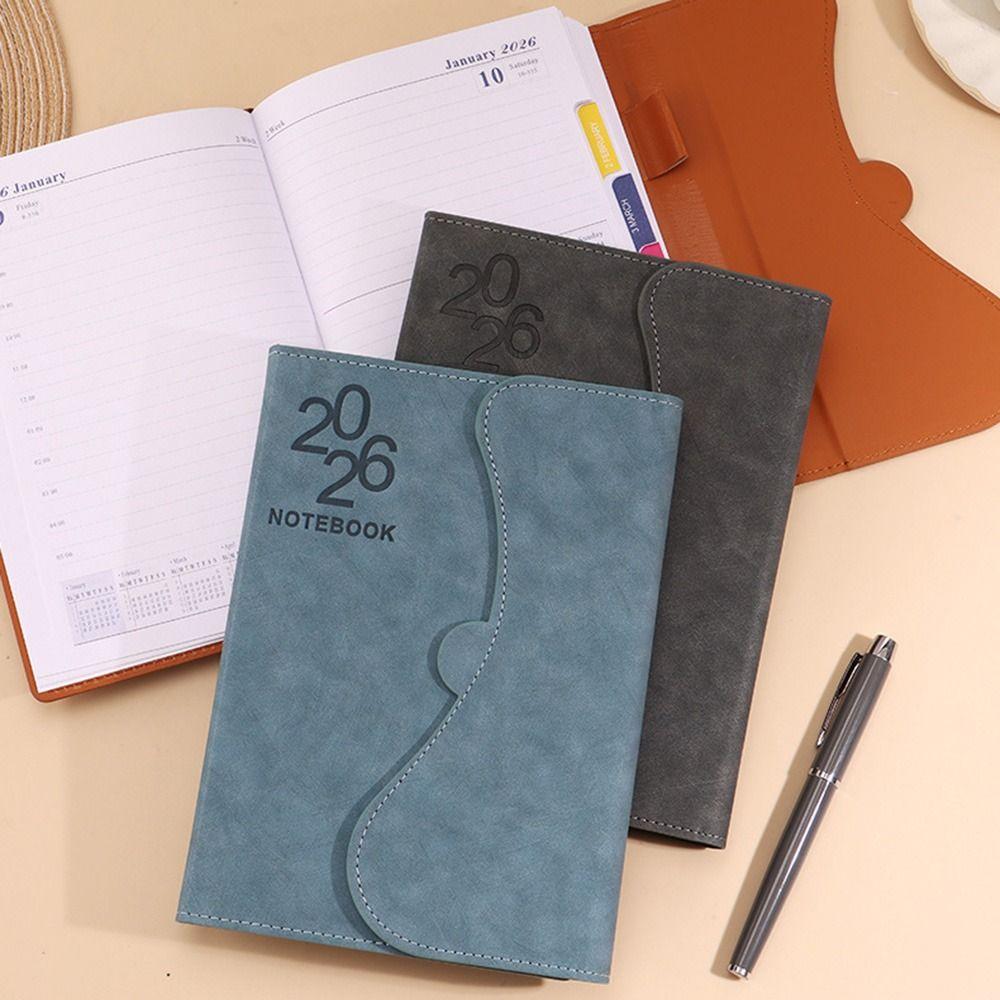 Magnetic PU Cover 2026 Schedule Planner Notepad English Office Work Planner Student