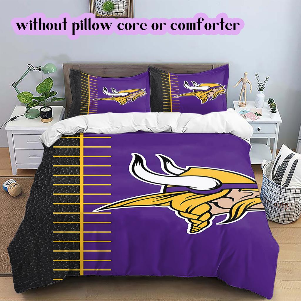 football Logo Pattern Bedding Quilt Set Quilt Cover Pillowcase Home Decoration Birthday Gift (1*duvet cover+ 2*pillowcase, without core)