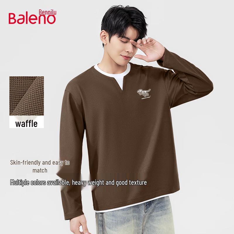 Baleno Men's Waffle Knit Faux Layer Long Sleeve T-Shirt