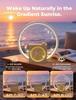 USB Charging RGB Sunrise Smart Table Clocks 12 Light Modes with White Noise Wake-Up Alarm Wood-Grain Finish Speakers