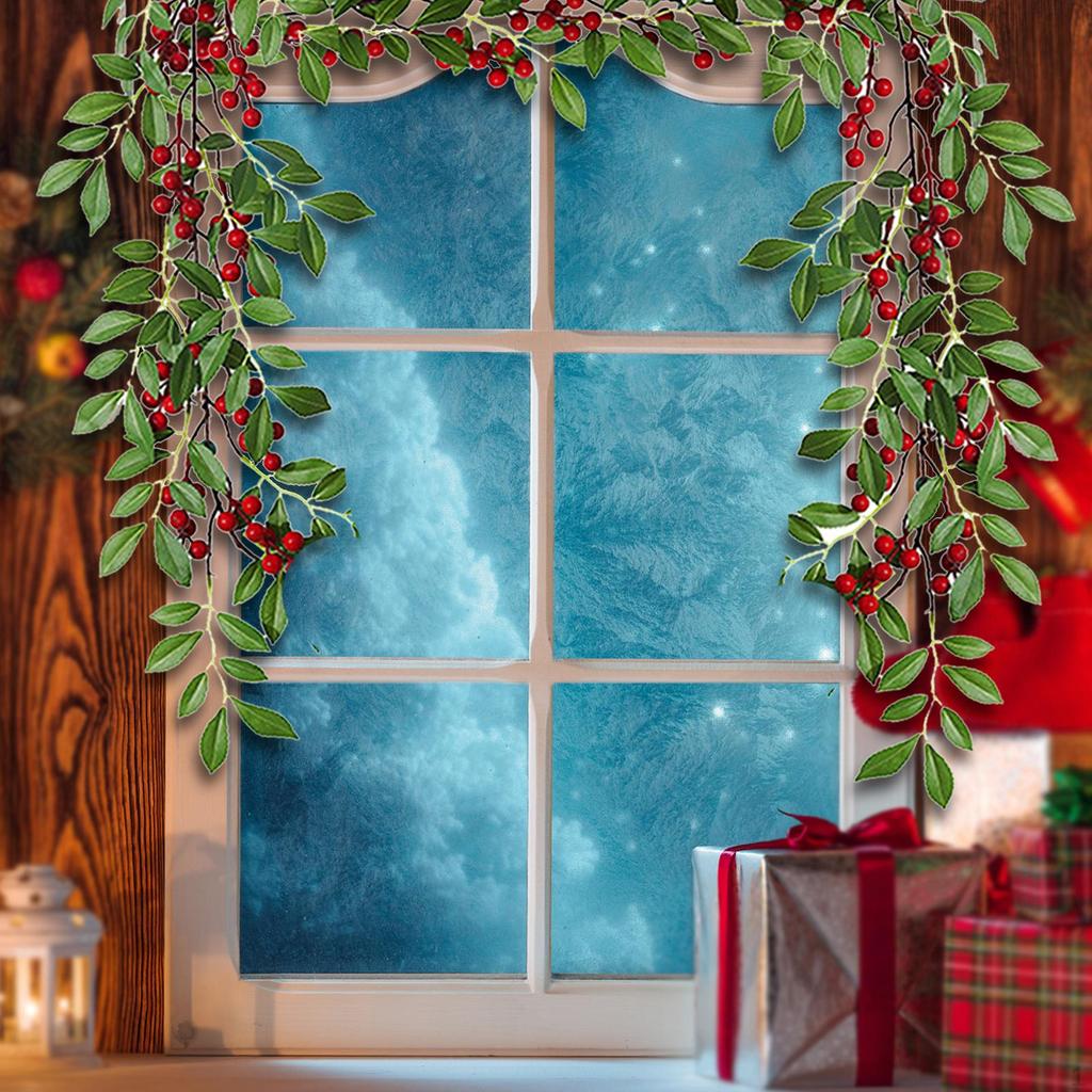 Artificial Blossom Flowers Garland Green Wreaths Ornament Hanging Pendants for Indoor Outdoor Party