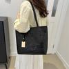 Fashionable Korean Style Casual Pu Tote Bag With Mobile Pocket For Daily Use