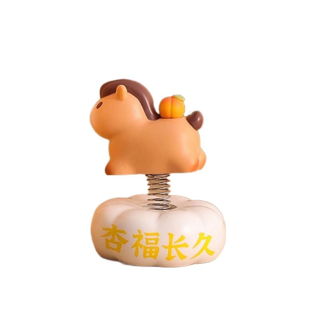 Harz Tierkreis Pony Ornament Schüttelbare Handgefertigte Schaukelpferd Figur Pferde Maskottchen Jahr des Pferdes