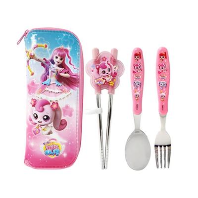 Leburn Mysterious Catch Tiniping Rich Proofed Chopsticks Set, Spoon+Fork+Proofed Chopsticks+Case, Mixed Colors, 1 Piece, Korean Popular Tableware