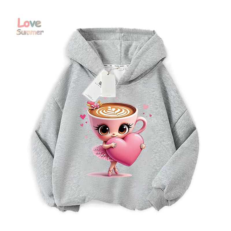 Italienisches Gehirnfäule Herz Cappuccino Ballerina Hoodie Druck Lässig Langarm Dünner Pullover Tragen Niedliche Grafik Bequemes Material