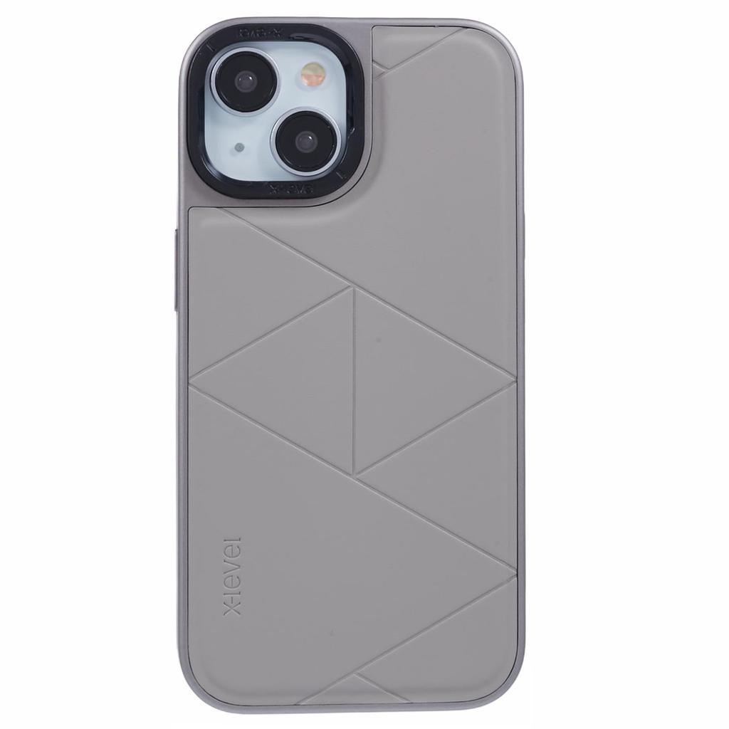 For iPhone 15 Case Shockproof Geometric PU Leather Back Cover