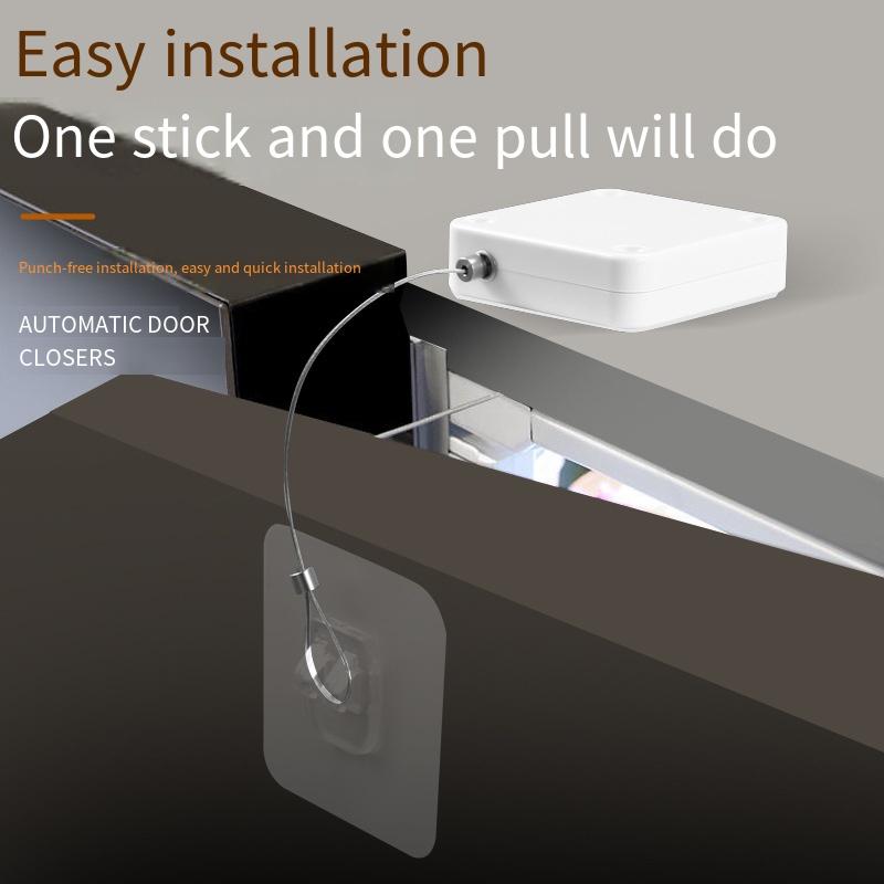 No Punching Automatic Door Closer Pull Cord Door Closers Adjustable Surface Door Stop Bracket Type Automatic Door Closer