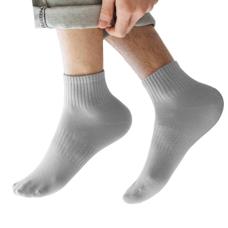 Mens Athletic Basic Solid Color Cotton Crew Socks Moisture Wicking Running Elastic Cuff Short Tube Ankle Socks for Men