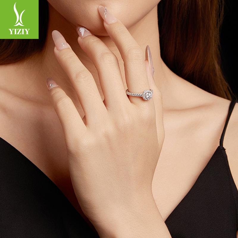 Square Halo D Color Moissanite Ring Wedding Ring, Classic Elegant S925 Sterling Silver Proposal Ring