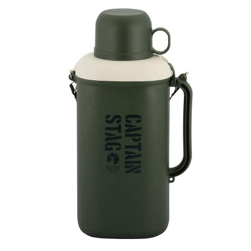 Captain Stag UE-2038 PET Bottle Holder, Cooler for 2L PET Bottles, Includes Ice Packs, 3 Cups, and Shoulder Strap, Dark Green