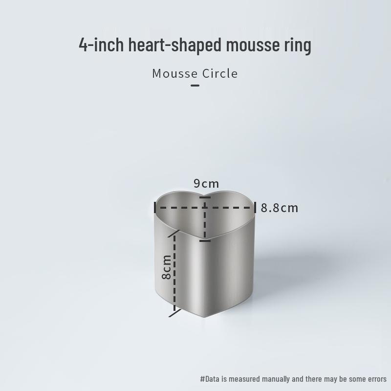 Round Square Heart-Shaped Mousse & Tower Ring, 4-10 Inch, Stainless Steel Baking Mold.
