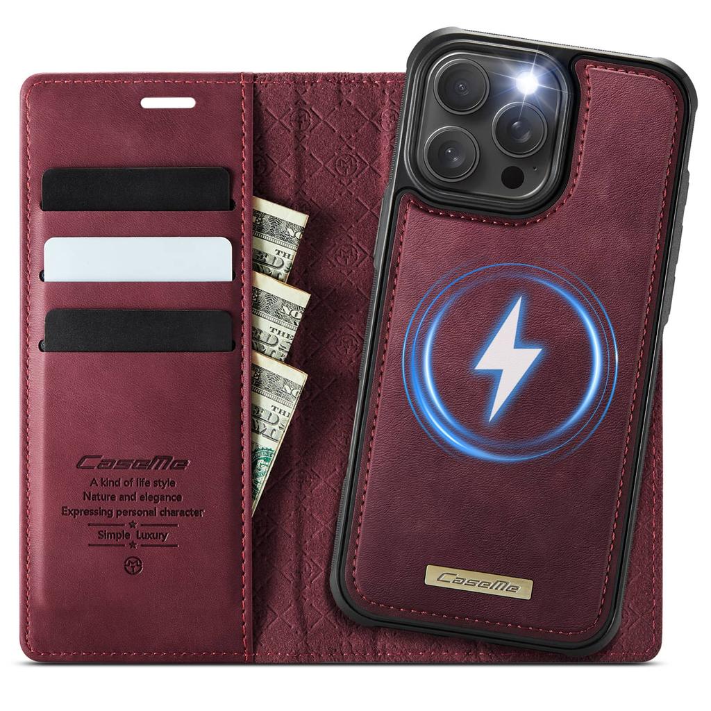 For iPhone 17 16 Pro Max iPhone Air 17 Pro Detachable Wallet Case Compatible with Magsafe, 2-in-1 PU Leather Flip RFID Blocking