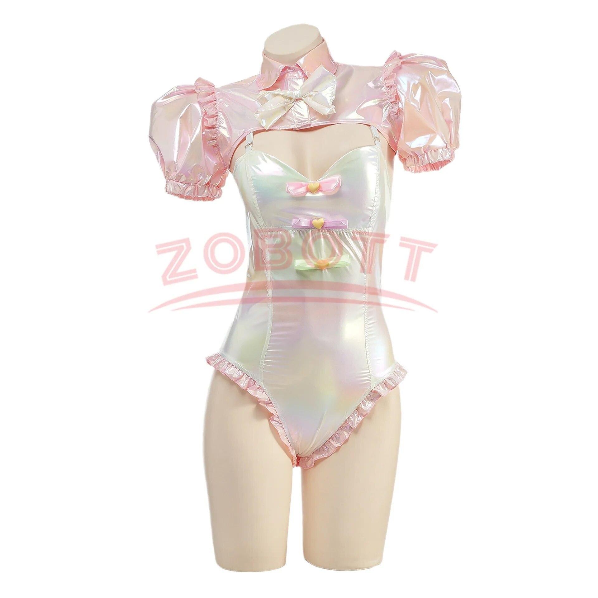 

Игра NEEDY GIRL OVERDOSE KAngel, боди для косплея, аниме, лазерный купальник, костюмы Doujin, розовый милый наряд для ролевых игр, костюм на Хэллоуин