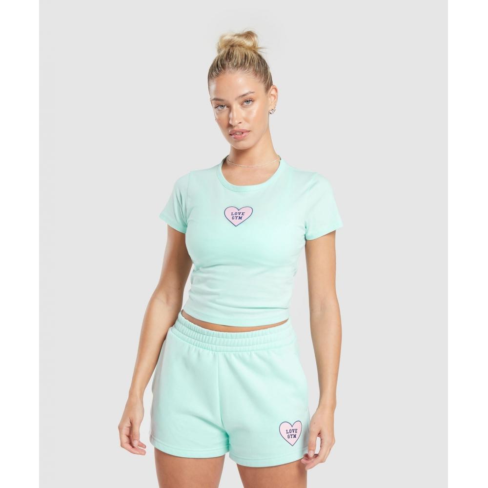 

GYMSHARK Love Hearts Укороченный топ Serene Blue B8A8G UB9T