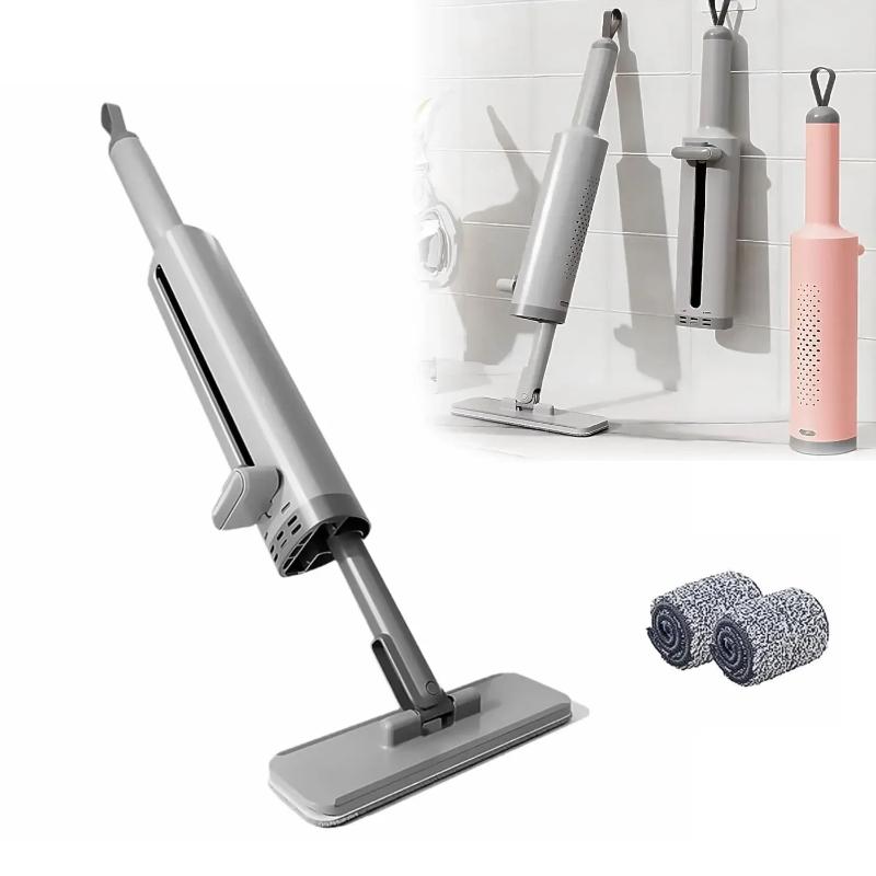 

Портативная самоотжимающаяся мини-швабра, короткая швабра, вращающаяся щель-щетка, 2 многоразовые насадки из микрофибры, система для мытья пола и окон, для рабочего стола серый