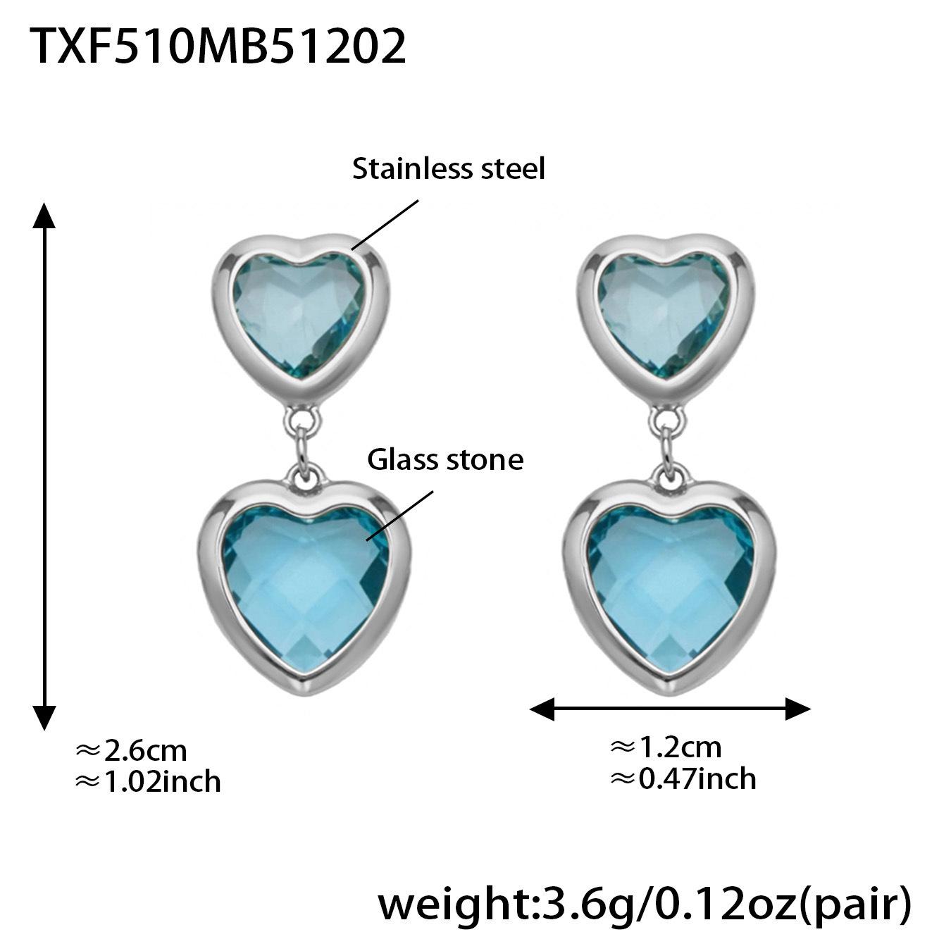 18k Gold-Plated Heart-Shaped Glass Stone Earrings & Necklace Bracelet Set