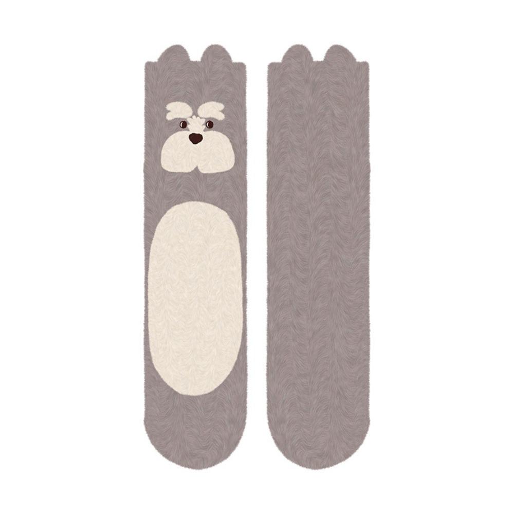 

Ins Cartoon Husky Coral Fleece Socks Hedgehog Sweet Dog Plush Socks Soft Pile Up Sleeping Socks Women Fall Winter One Size